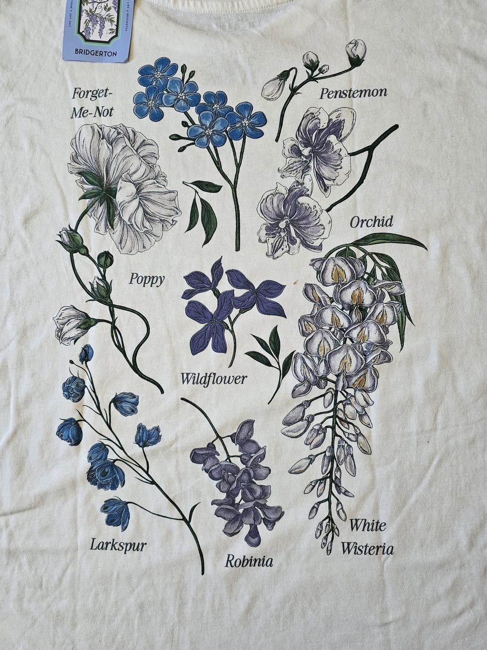 Bridgerton 'Let Love Bloom' White Graphic Tee - Picture 4 of 6